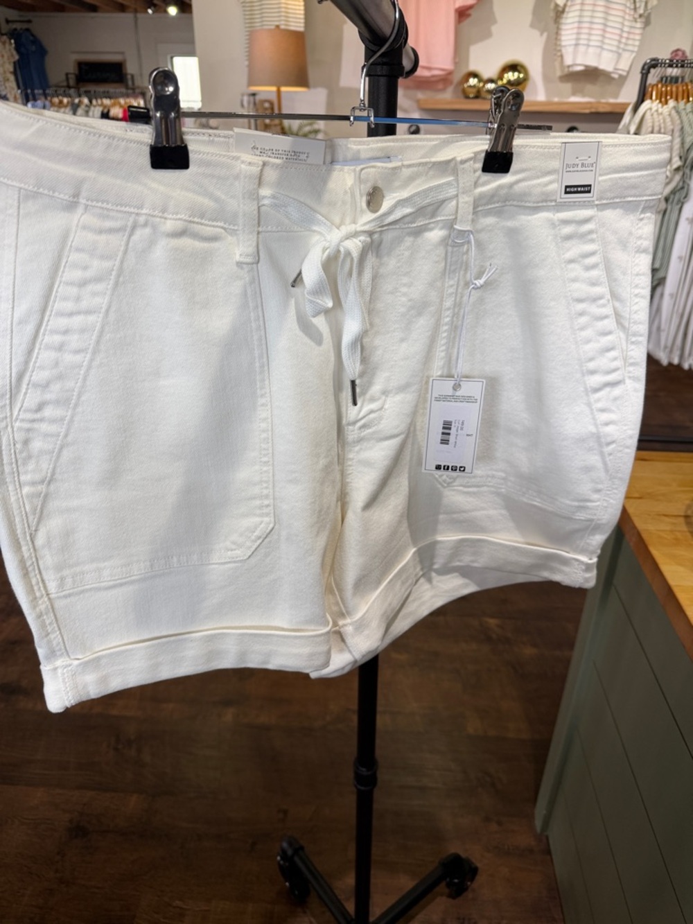 Judy Blue White High Waist Drawstring Shorts